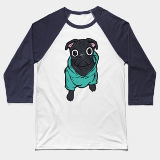 Black Pug Hoodie Baseball T-Shirt